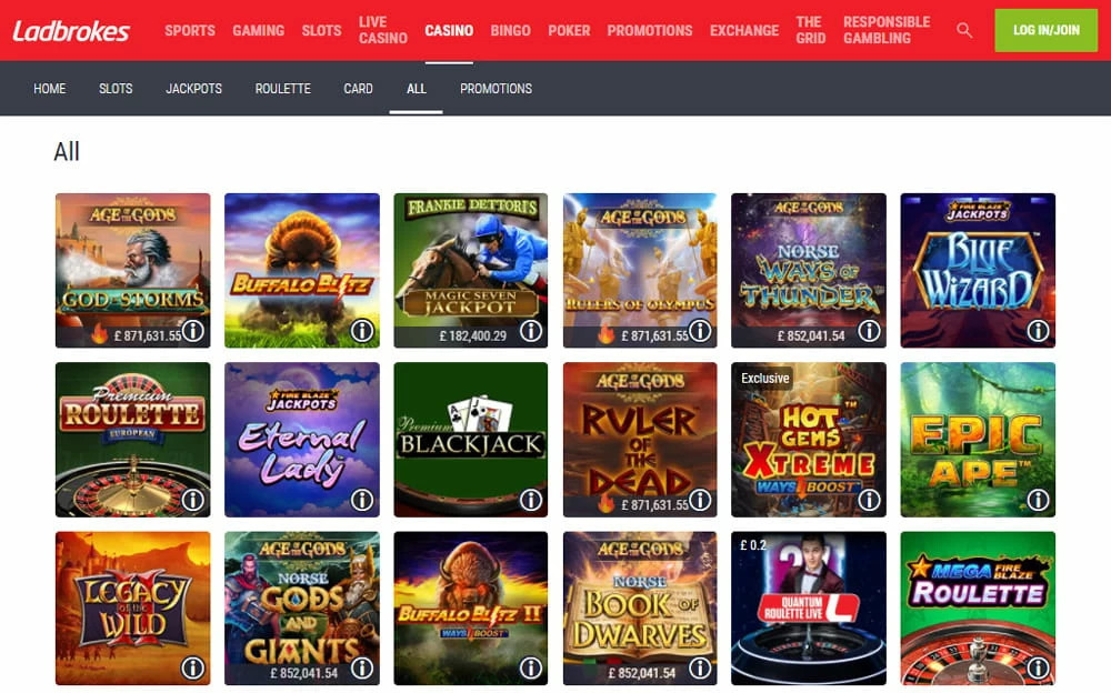 Sitio web oficial del casino de Ladbrokes