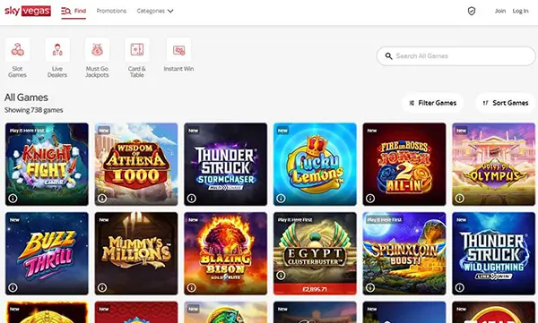 Online slots interface